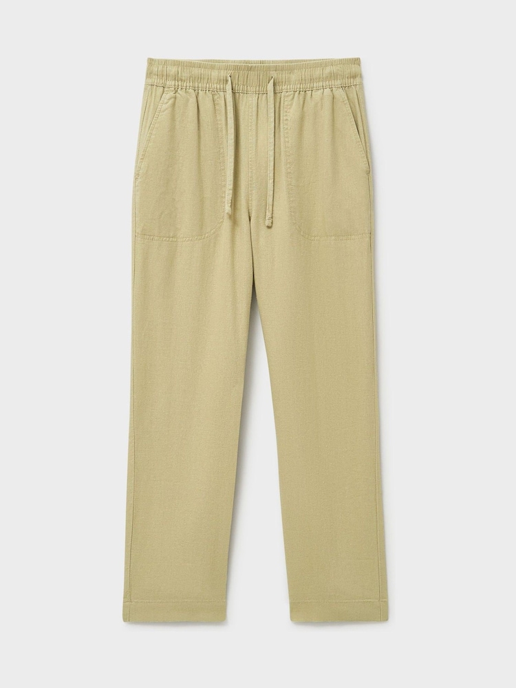 Crew Clothing Company Natural Linen Blend Tapered Trousers - Image 5 of 5