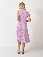 Crew Clothing Company Purple Lydia Frill Sleeve Jersey Dress - Image 2 of 5