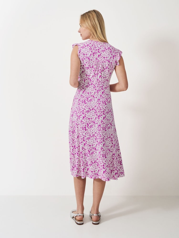 Crew Clothing Company Purple Lydia Frill Sleeve Jersey Dress - Image 2 of 5