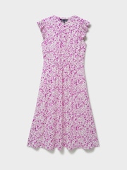 Crew Clothing Company Purple Lydia Frill Sleeve Jersey Dress - Image 5 of 5