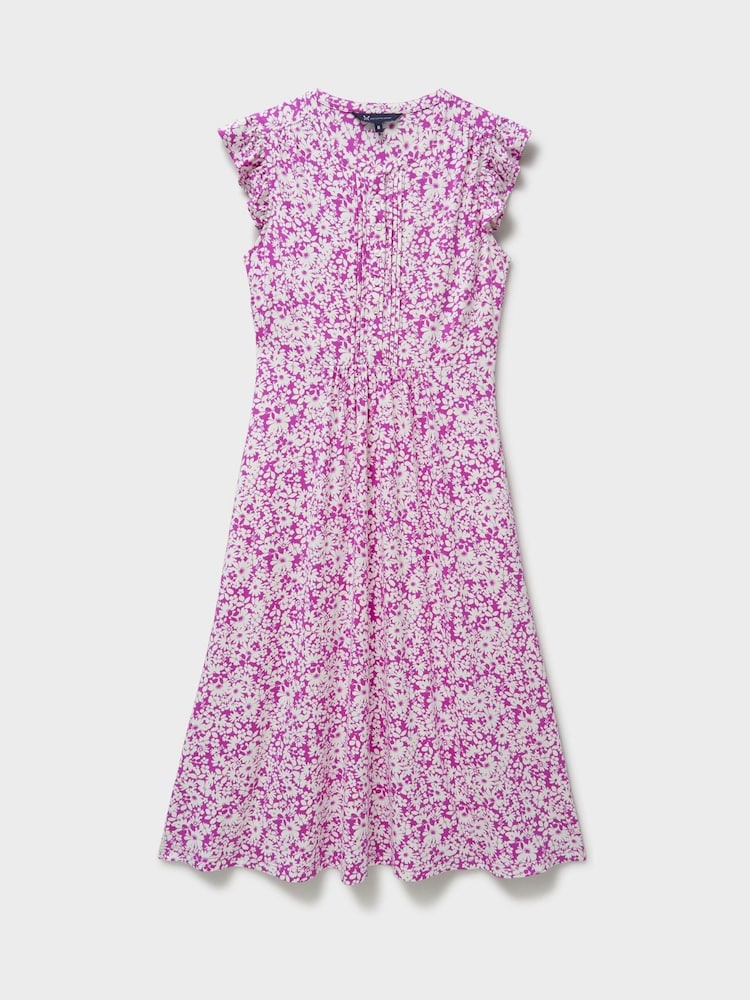 Crew Clothing Company Purple Lydia Frill Sleeve Jersey Dress - Image 5 of 5