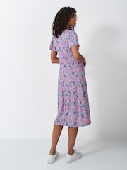 Crew Clothing Company Blue Jenna Floral Flutter Jersey Dress - Image 2 of 5