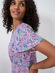 Crew Clothing Company Blue Jenna Floral Flutter Jersey Dress - Image 4 of 5
