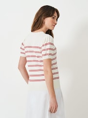 Crew Clothing Company Red Sola Stripe Crew Neck 100% Cotton Jumper - Image 2 of 5