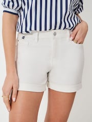 Crew Clothing Company White Cotton Denim Shorts - Image 3 of 5