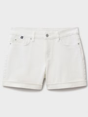 Crew Clothing Company White Cotton Denim Shorts - Image 5 of 5