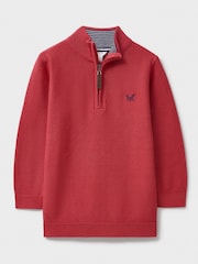 Crew Clothing Company Red 100% Cotton Half Zip Jumper - Image 1 of 3
