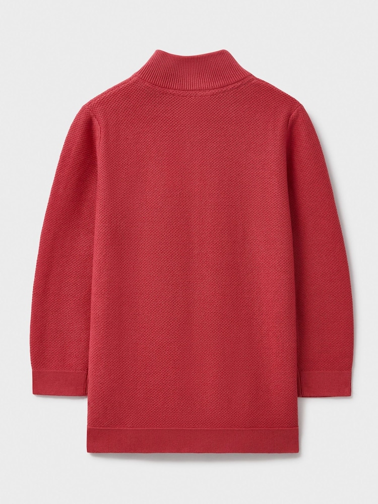Crew Clothing Company Red 100% Cotton Half Zip Jumper - Image 2 of 3
