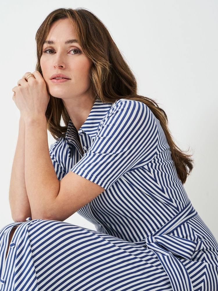 Crew Clothing Company Blue Emma Jersey Shirt Dress - Image 3 of 5