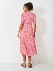 Crew Clothing Company Pink Ella Short Sleeve Printed Tea Dress - Image 2 of 5