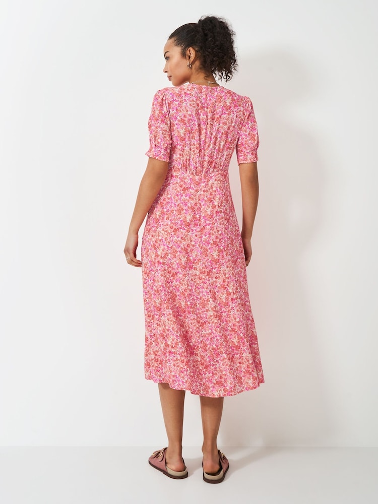 Crew Clothing Company Pink Ella Short Sleeve Printed Tea Dress - Image 2 of 5