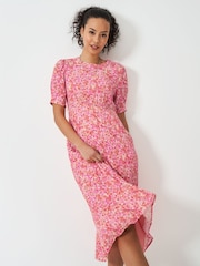 Crew Clothing Company Pink Ella Short Sleeve Printed Tea Dress - Image 3 of 5