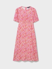 Crew Clothing Company Pink Ella Short Sleeve Printed Tea Dress - Image 5 of 5