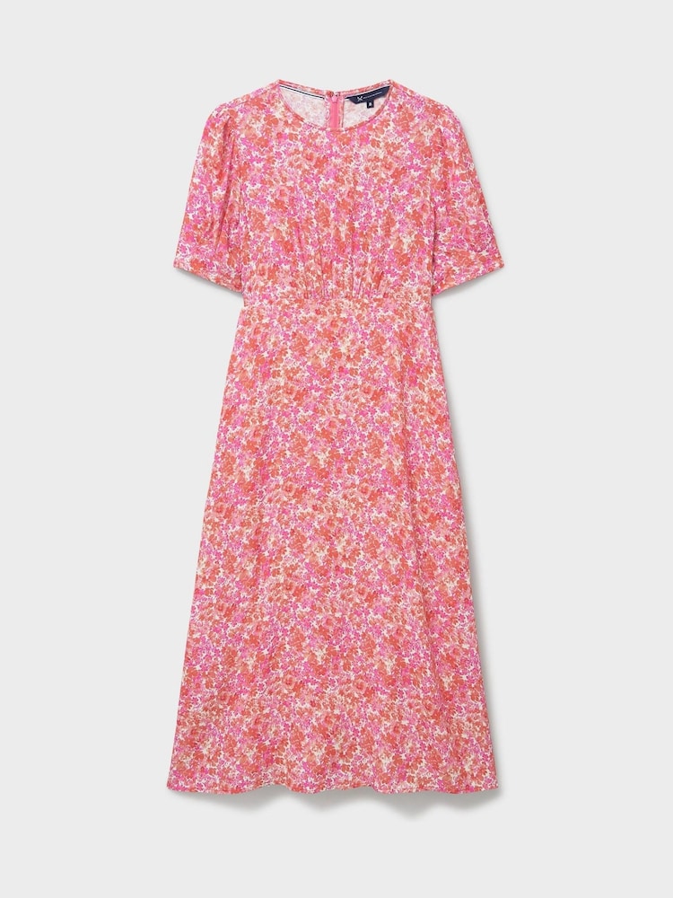 Crew Clothing Company Pink Ella Short Sleeve Printed Tea Dress - Image 5 of 5