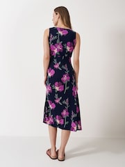 Crew Clothing Company Blue Flora Twist Detail Jersey Dress - Image 2 of 5