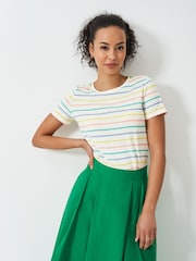 Crew Clothing Company Green Breton Striped 100% Cotton T-Shirt - Image 1 of 5