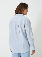 Crew Clothing Company Blue Relaxed Fit Seersucker 100% Cotton Shirt - Image 2 of 5