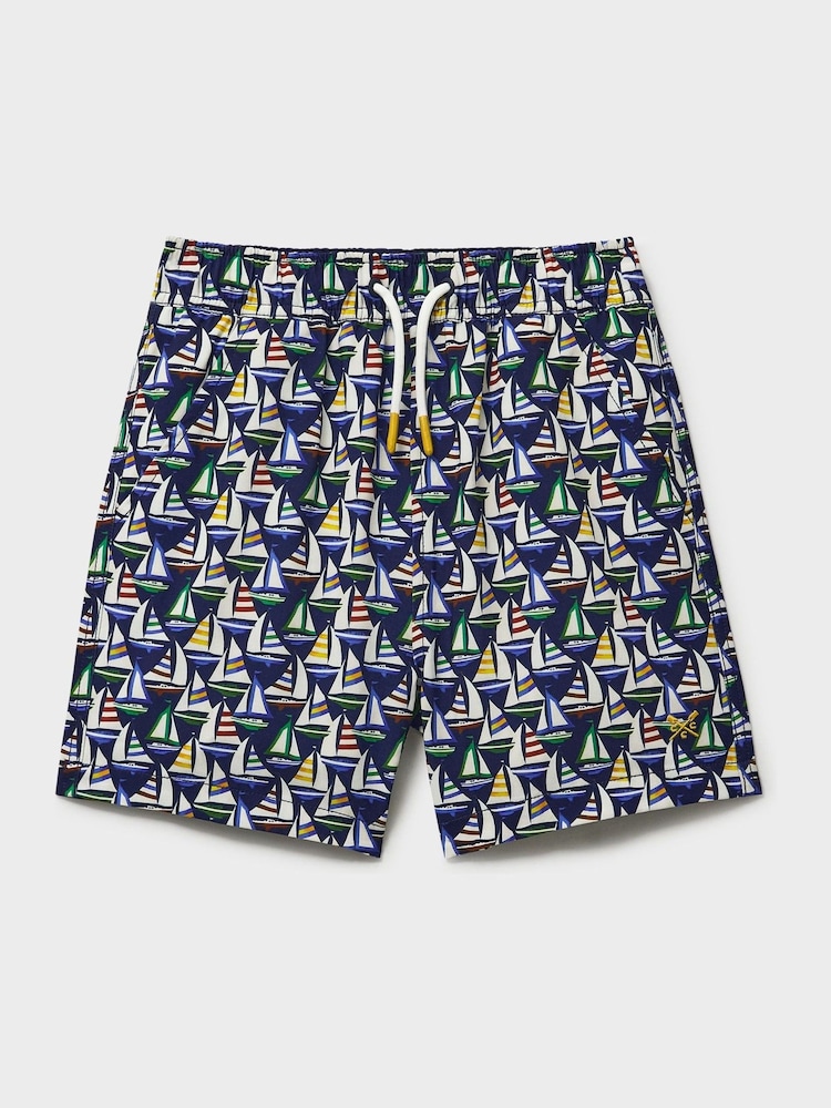 Crew Clothing Company Blue Printed Swim Shorts - Image 1 of 3