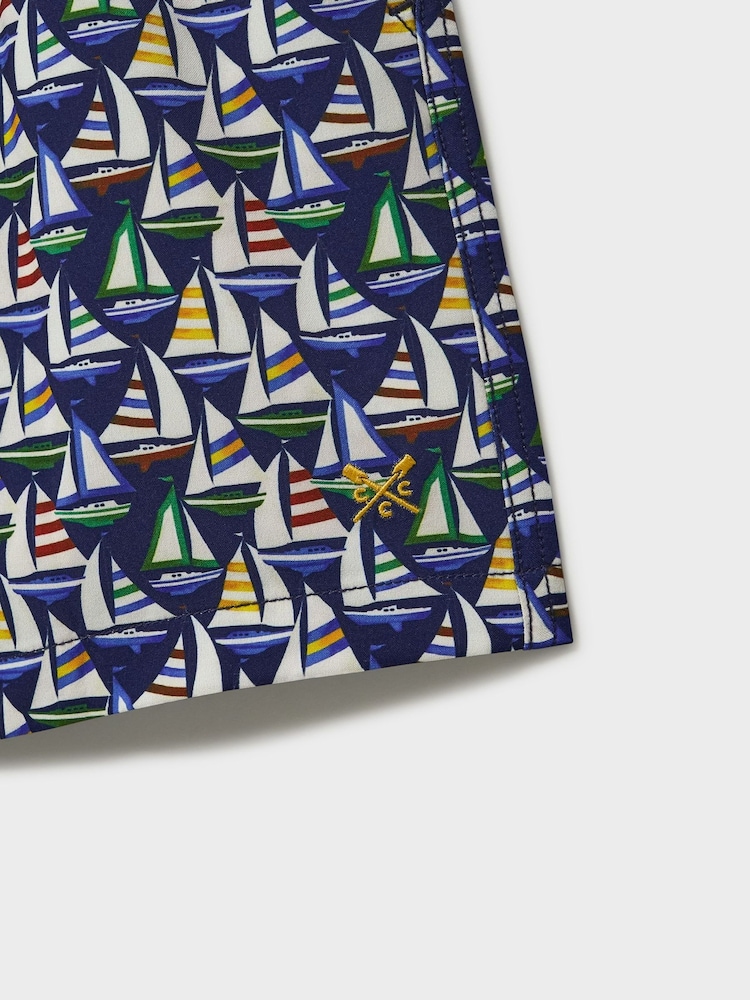 Crew Clothing Company Blue Printed Swim Shorts - Image 3 of 3