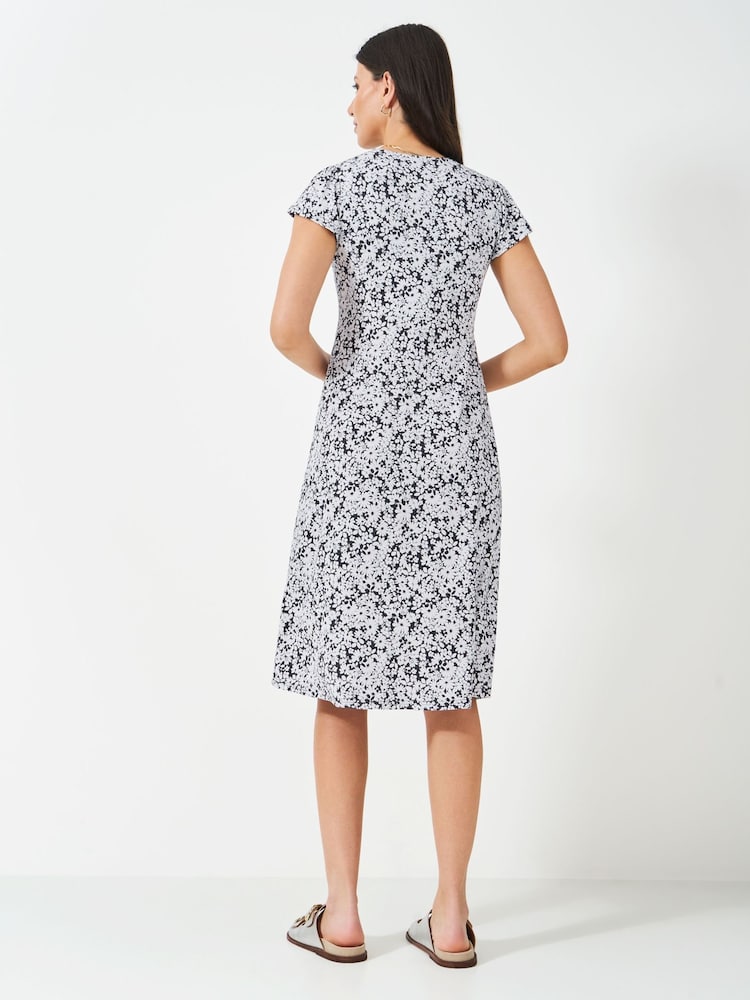 Crew Clothing Blue Alyssia Button Through Jersey Dress - Image 2 of 5