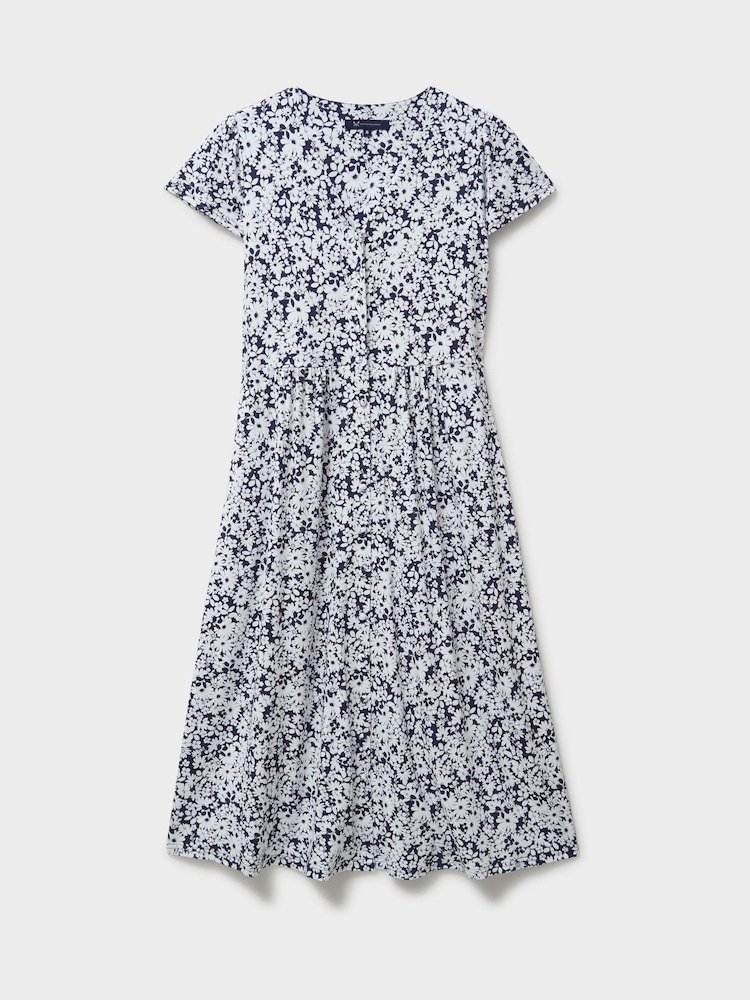 Crew Clothing Blue Alyssia Button Through Jersey Dress - Image 5 of 5