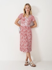 Crew Clothing Red Myla Flutter Sleeve Jersey Dress - Image 1 of 5