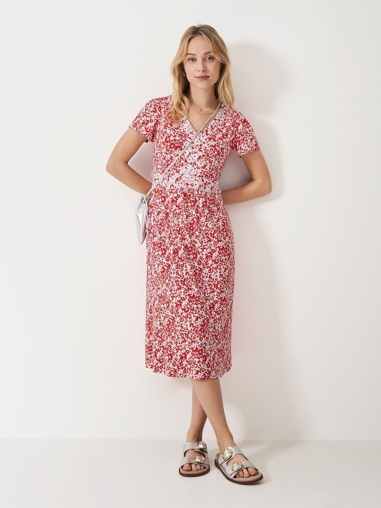 Crew Clothing Red Myla Flutter Sleeve Jersey Dress - Image 1 of 5