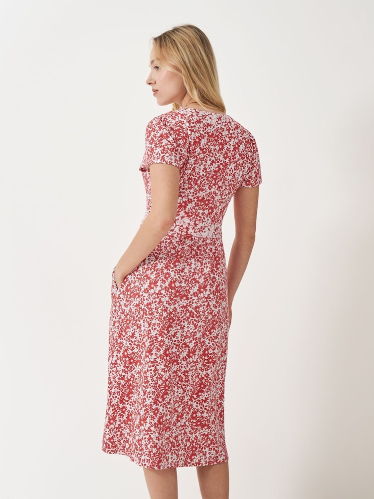 Crew Clothing Red Myla Flutter Sleeve Jersey Dress - Image 2 of 5