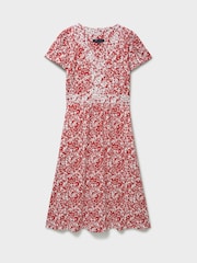 Crew Clothing Red Myla Flutter Sleeve Jersey Dress - Image 5 of 5