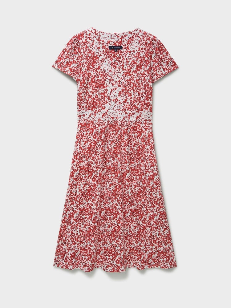 Crew Clothing Red Myla Flutter Sleeve Jersey Dress - Image 5 of 5