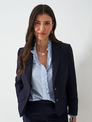 Crew Clothing Company Blue Linen Blend Blazer - Image 1 of 5