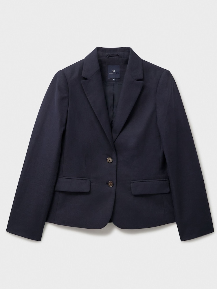 Crew Clothing Company Blue Linen Blend Blazer - Image 5 of 5