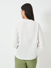 Crew Clothing Company White Meadow Broderie 100% Cotton Blouse - Image 2 of 5