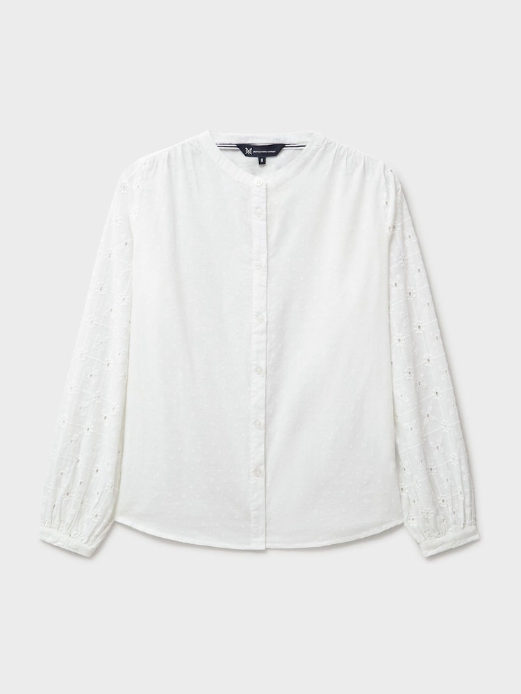 Crew Clothing Company White Meadow Broderie 100% Cotton Blouse - Image 5 of 5
