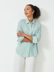 Crew Clothing Blue 100% Cotton Seersucker Relaxed Fit Shirt - Image 1 of 5