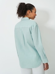 Crew Clothing Blue 100% Cotton Seersucker Relaxed Fit Shirt - Image 2 of 5
