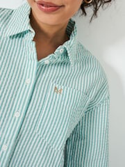 Crew Clothing Blue 100% Cotton Seersucker Relaxed Fit Shirt - Image 4 of 5