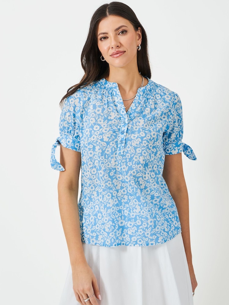 Crew Clothing Company Blue Lucie Floral Print Blouse - Image 1 of 5 Crew Clothing Company Blue Lucie Floral Print Blouse - Image 1 of 5