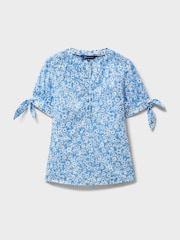 Crew Clothing Company Blue Lucie Floral Print Blouse - Image 5 of 5
