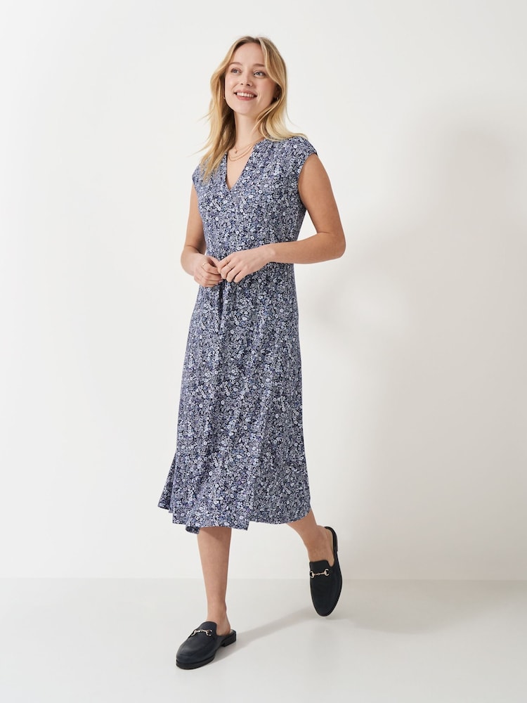 Crew Clothing Blue Nina Sleeveless Jersey Dress - Image 1 of 5