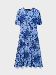 Crew Clothing Blue Scarlet Jersey Printed Tea Dress - Image 5 of 5