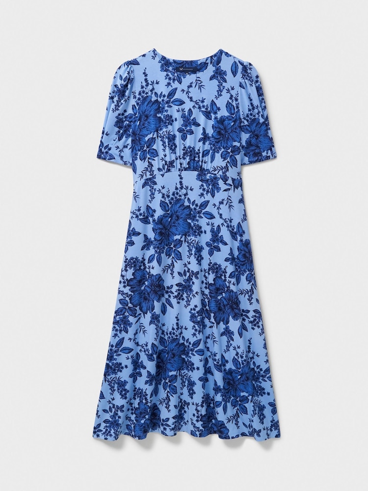 Crew Clothing Blue Scarlet Jersey Printed Tea Dress - Image 5 of 5