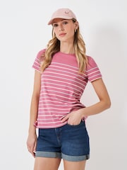 Crew Clothing Company Blue Breton Striped 100% Cotton T-Shirt - Image 1 of 5