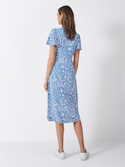 Crew Clothing Blue Jenna Floral Flutter Jersey Dress - Image 2 of 5