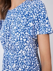 Crew Clothing Blue Jenna Floral Flutter Jersey Dress - Image 4 of 5