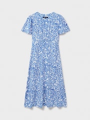 Crew Clothing Blue Jenna Floral Flutter Jersey Dress - Image 5 of 5