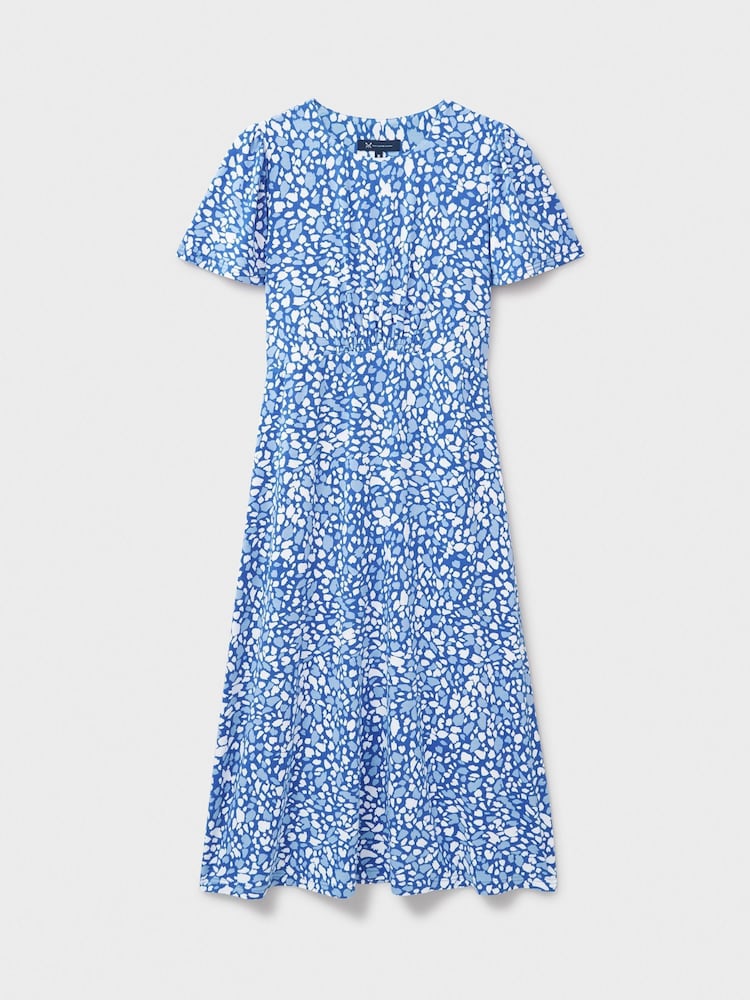 Crew Clothing Blue Jenna Floral Flutter Jersey Dress - Image 5 of 5