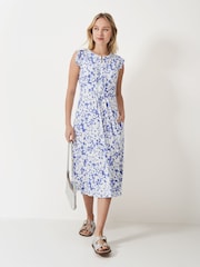 Crew Clothing Blue Lydia Frill Sleeve Jersey Dress - Image 1 of 5
