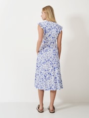 Crew Clothing Blue Lydia Frill Sleeve Jersey Dress - Image 2 of 5