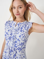 Crew Clothing Blue Lydia Frill Sleeve Jersey Dress - Image 4 of 5
